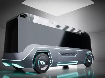 Sci-Fi Futuristic Super Bus Concept Low-poly 3D model