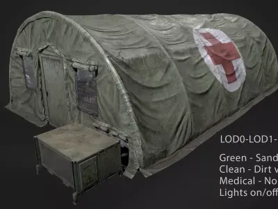 Modern Military Tent Videogame Asset enhanced edition Low-poly 3D model