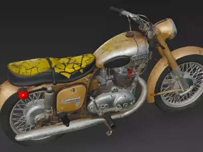 Vintage Tan Old Broken Scratched Motorcycle 3D Model 3D model