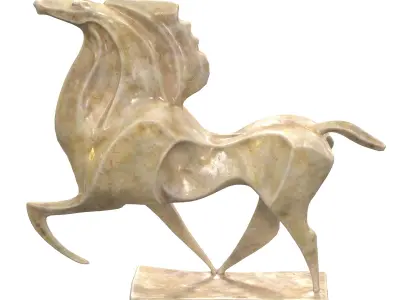 Horse abstract marble statues Low-poly 3D model