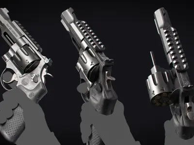 R8 Revolver Game Ready Low-poly 3D model