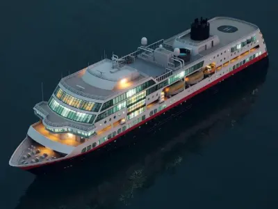 Arctic Cruiseship - Cruiseferry Low-poly 3D model