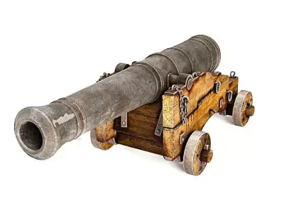Old Naval Cannon  3D Model PBR Textures Low-poly 3D model