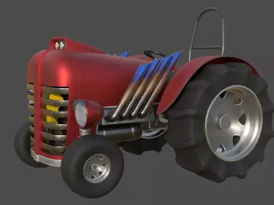 Tractor Game Ready Low Poly Low-poly 3D model 3D model