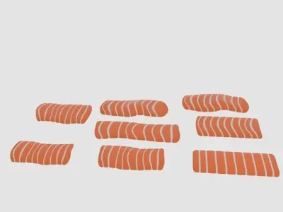  Salmon Pack  Low-poly 3D model