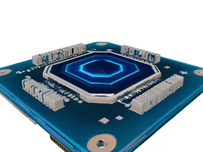 Futuristic CPU Processor Circuit Board 3D model