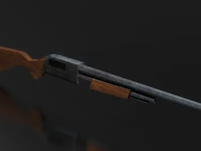 low poly shotgun Low-poly 3D model