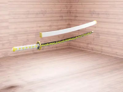 Demon Slayer - Zenitsu Nichirin blade - Sword Low-poly 3D model