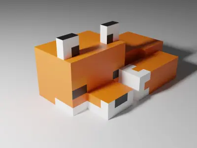 Minecraft Sleeping Fox Low-poly 3D model