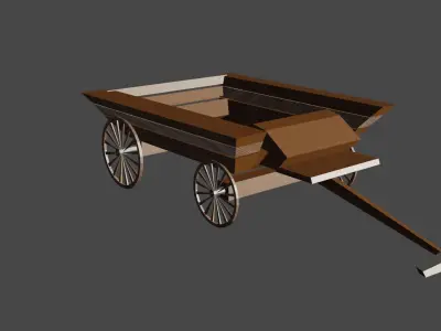 Vintage wooden waggon 3D model