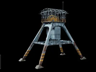 Coal Mine Shaft Tower - KWK Polska II Low-poly 3D model