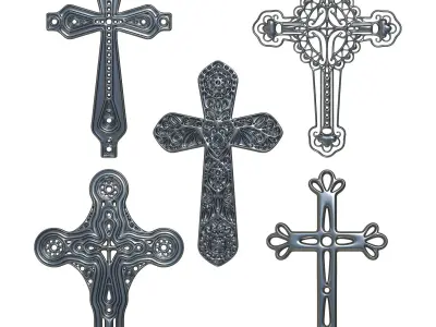 5 Christian Cross V10 3D model