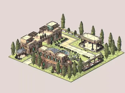 ethnic building  01 Low-poly 3D model