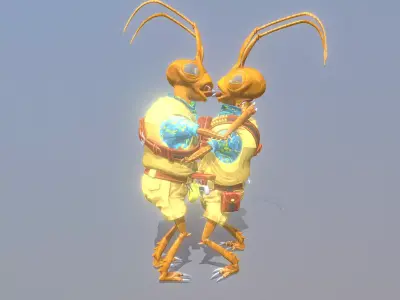 Brown Ants Lovers Kiss fbx png 3D model