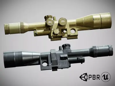 Scope Hensoldt Optical Sight low-poly 3d model Low-poly 3D model