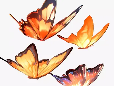 Fantasy Butterfly Anime Style Low-poly 3D model