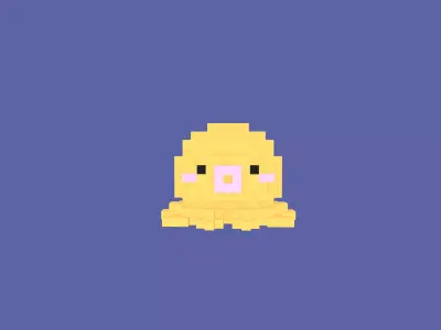 Octopus Voxel Low-poly 3D model