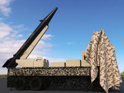 Missile Khalij Fars and Missile launch pad 3D model
