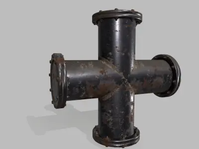 pipe set of pipes and valves Low-poly 3D model