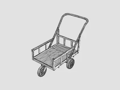 Retro handcart Low-poly 3D model