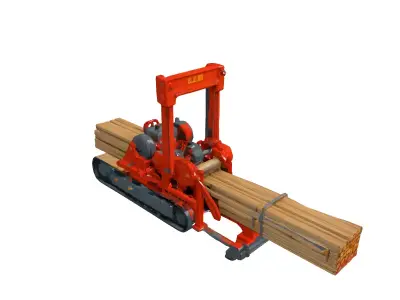 Tracked Wood Processing Machine Low-poly 3D model