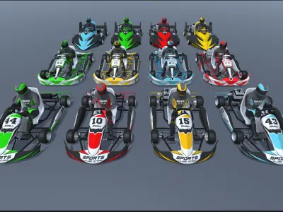 LowPolyKartsWithPlayerMegaPack go - kart racers Low-poly 3D model
