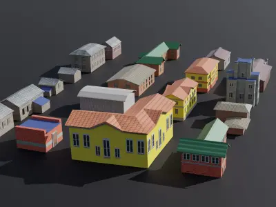 Buildings Pack - LowPoly and GameReady Low-poly 3D model