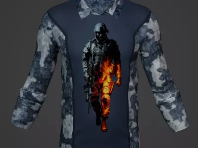 Military Soldier Clothing T-shirt Low-poly 3D model 7