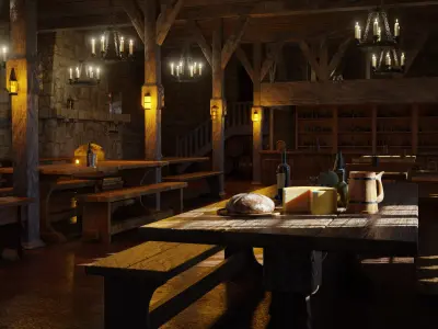 Medieval Tavern 3d Scene 3D model