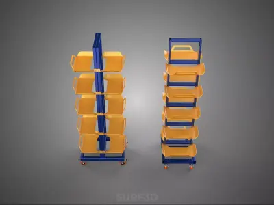 VERTICAL UP SHOP SHELVING STORAGE CART RACK TIERED WHEELS CASTOR 3D model