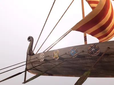 Viking ship Low-poly 3D model