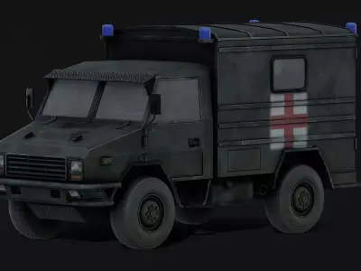 1970 Classic Rescue War Truck  Low-poly 3D model