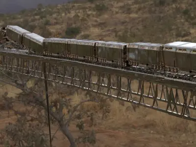 Train with railway 3D model