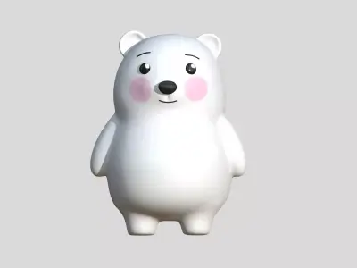 Cute white bear Low-poly 3D model