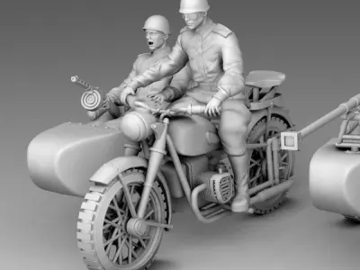 Military on a bike 3D print model