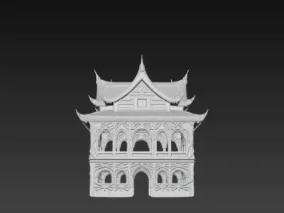 3D Traditional Chinese House Architecture Model 3D print model