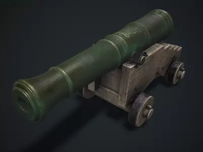 Naval Cannon Low-poly 3D model