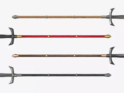 Japanese Spear Jumonja Yari 4 colors 3D model