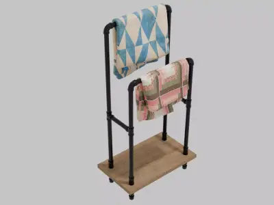 Industrial Pipe Fitting Quilt Stand Low-poly 3D model