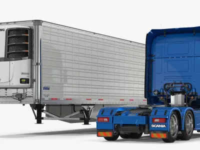 Scania Truck with Liquid Natural Gas Trailer 3D model