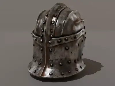 Skull Metal Helmet Low Poly Dark Fantasy Game Ready Low-poly 3D model