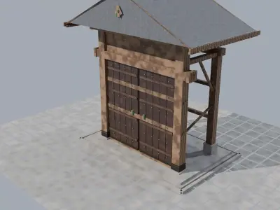 Japanese Yakuimon Gate - Samurai Residence Low Poly Low-poly 3D model
