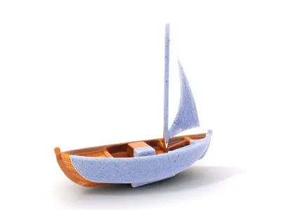 Wooden Sailboat Model Pack for Nautical Scenes Low-poly 3D model