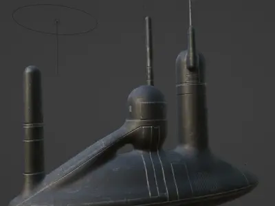Aquapunk Submarine Refinery Low-poly 3D model