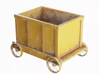Old Mining Trolley 02 Low-poly 3D model
