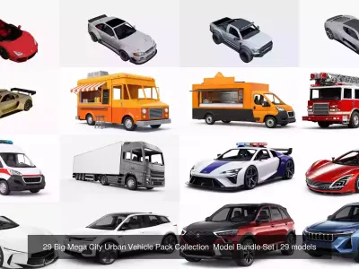 29 Big Mega City Urban Vehicle Pack Collection  Model Bundle Set
