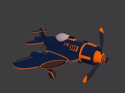 Cartoon low-poly airplane Low-poly 3D model buy