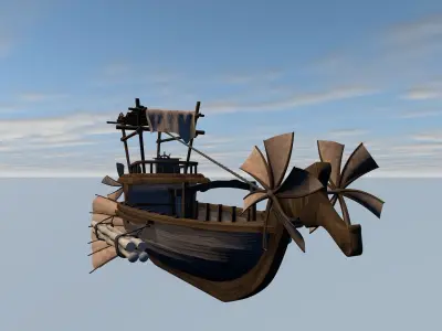 Fantasy flying ship 3D model purchase