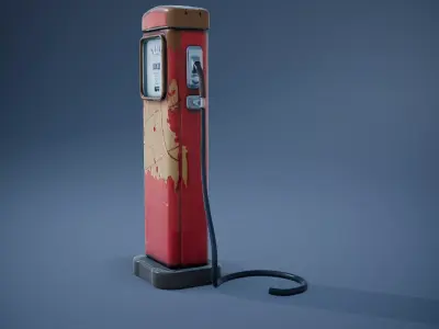 Vintage Red Gas Pump model pack Low-poly 3D model