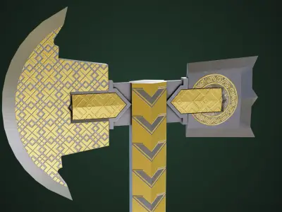 Battle Hammer 05 All PBR Unity UE V-Ray Textures Included Low-poly 3D model